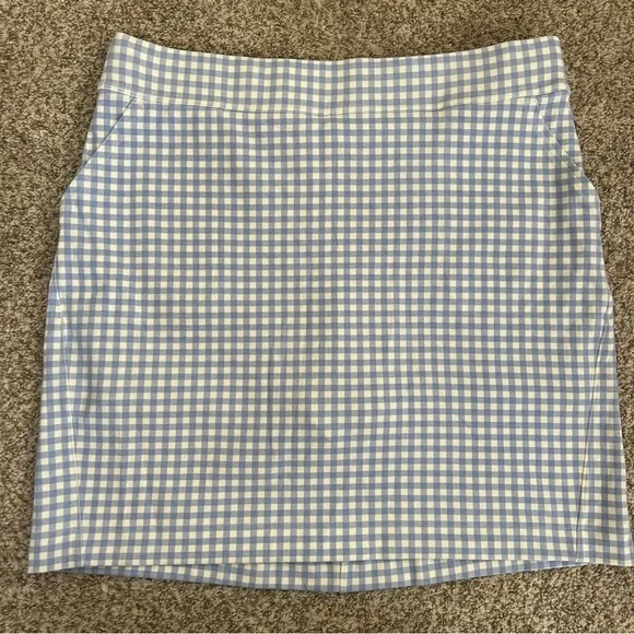 Duluth Trading Co Blue and White Gingham Women's NoGA Naturale Cotton Skort - Picture 2 of 12